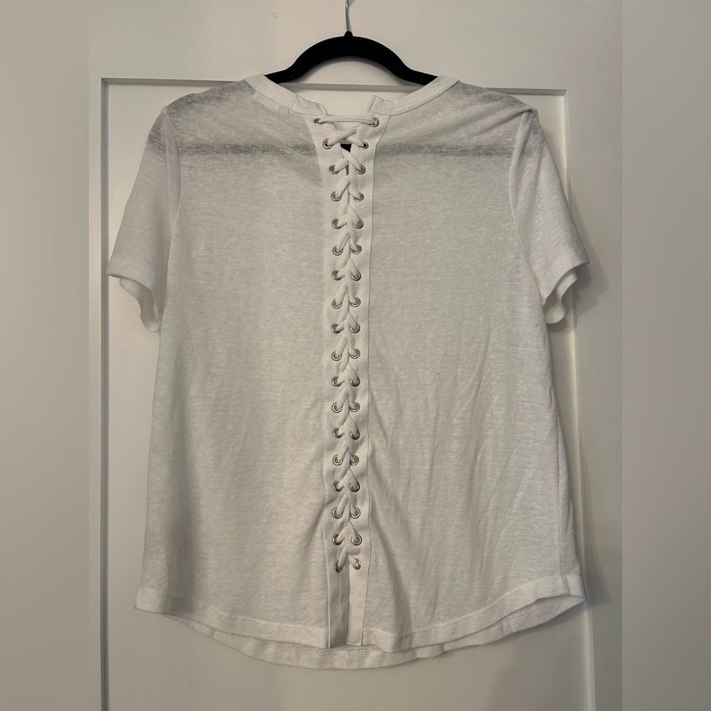 GAP White Lace-Up Short Sleeve Tee